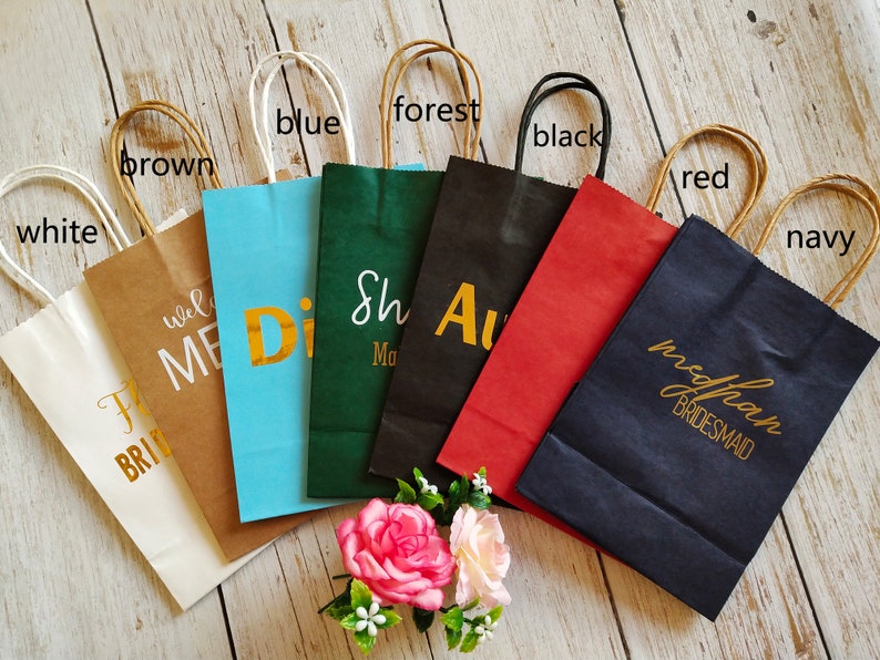 Personalized Gift Bags Navy Blue Paper Gift Bags Bridesmaid Etsy
