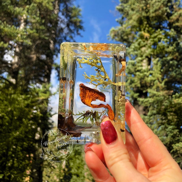 Mushroom and Moss Small Ashtray, Lichen and Fungi Shroom Smoke Tray, Cottagecore Witch Boho Botanical Home and Garden Decor, Nature Resin