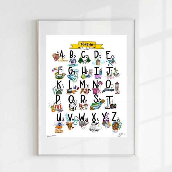 Fresno Alphabet Print // Fresno, Ca Art Print // Perfect gift for a Fresno Lover // Fresno ABC's // Fresno from A to Z