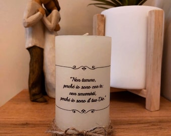 Candele personalizzate con disegni o frasi di vari colori e misure disponibili