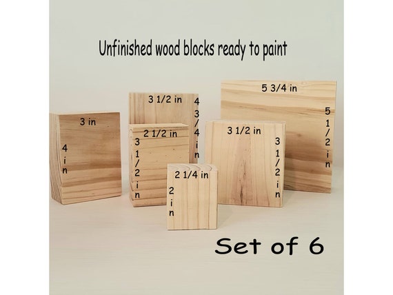 6 Unfinished Chunky Wooden Block Set Ready to Paint for Wood