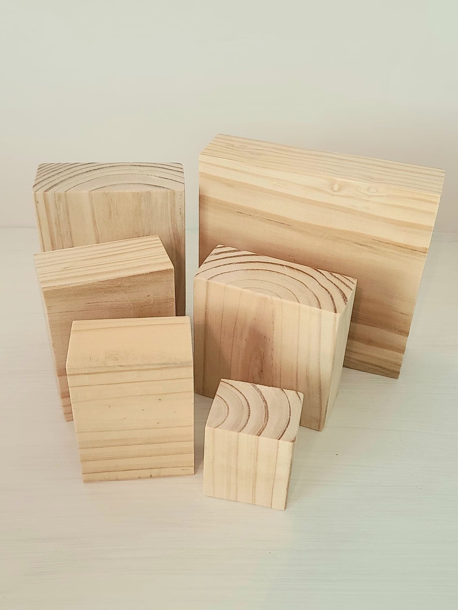 6 Unfinished Chunky Wooden Block Set Ready to Paint for Wood Crafts 