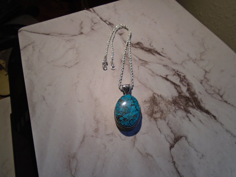 Turquoise Antique Pendant With 3mm Chain