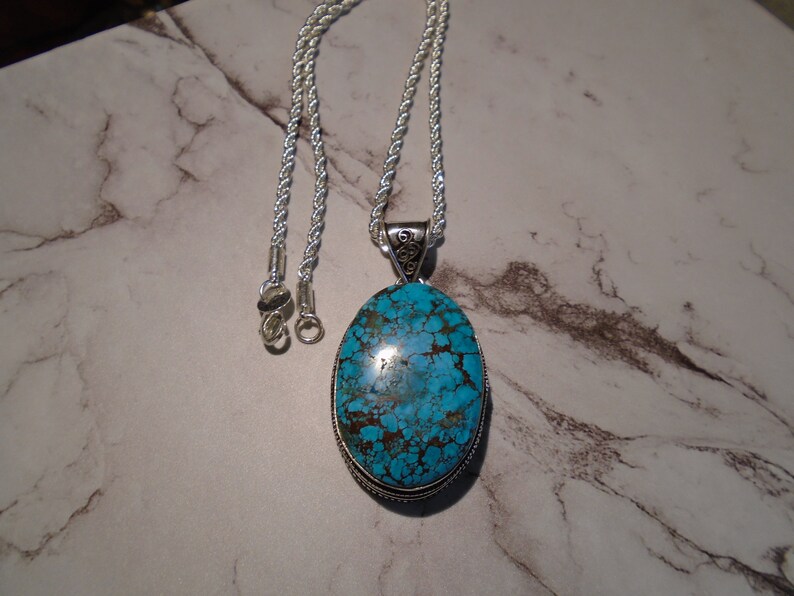 Turquoise Antique Pendant With 3mm Chain
