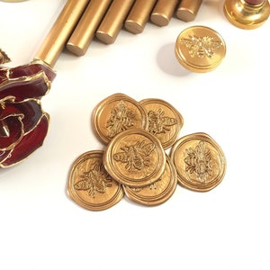 Gold Honey Bee Wax Seals, Self Adhesive Wax Seals, Wedding Invitation Seals, Peel and Stick Wax Seal, DIY Wedding Invites, Envelope Seals