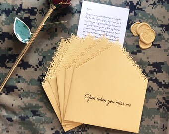 5 Gold Open When Letters/Envelopes, Custom Letters to Open, Deployment/love Letters/Envelope, Long-distance, Gifts for boyfriend/girlfriend