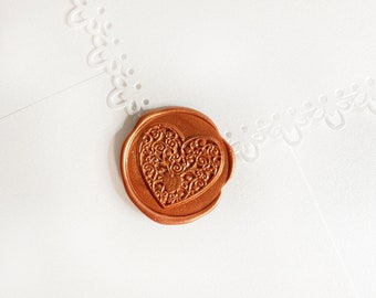 Copper Heart Wedding Wax Seal Sticker, Self Adhesive Wax Seals, DIY Wedding Invitation Seals, Peel and Stick Wax Seal, Love Envelope Seals