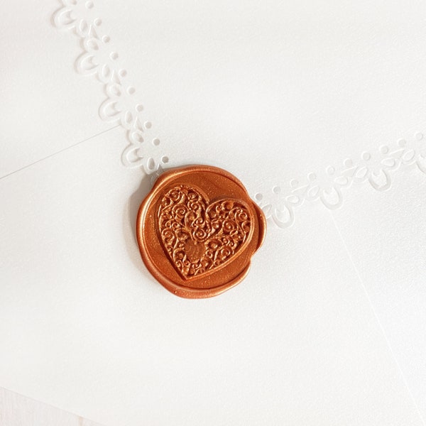 Copper Heart Wedding Wax Seal Sticker, Self Adhesive Wax Seals, DIY Wedding Invitation Seals, Peel and Stick Wax Seal, Love Envelope Seals