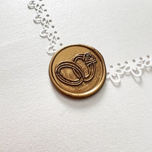 Gold Wedding Rings Wax Seals, Self Adhesive Wax Seal, Custom Wedding Invitation Envelope Wax Seal Stickers, Peel and Stick Wax Seal Stickers
