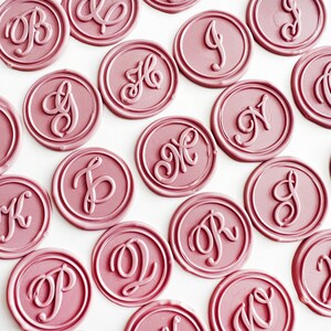 Lacres de cera personalizados rosa empoeirado, adesivos de cera de casamento com iniciais modernas, lacres de cera com monograma, lacres de cera personalizados para descascar e colar, carta dos EUA