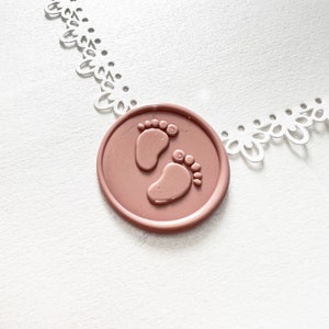 Baby Füße Wachssiegel Aufkleber - Dusty Pink, Babyparty Einladung Umschlag Wachssiegel Aufkleber, selbstklebende Wachssiegel für Geburtstage/Gastgeschenke