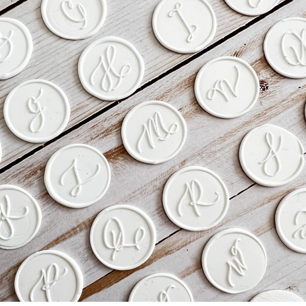 White Calligraphy Wax Seal Stickers, Modern Monogram Initial Wedding Wax Seal Stickers, Custom Wedding Invitation Single Letter Wax Seals