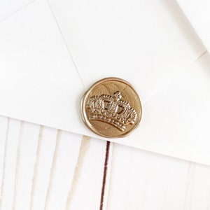 Champagne Gold Crown Adhesive Wax Seal Stickers, Wedding Invitation Wax Seals, Peel and Stick Wax Seal, Envelope Wax Seals, Custom Wax Seals