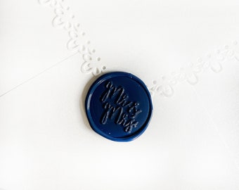 Navy Blue Mr and Mrs Wedding Wax Seal Sticker, Self Adhesive Wax Seals, Wedding Invitation Seals, Peel and Stick Wax Seal, Envelope Seals