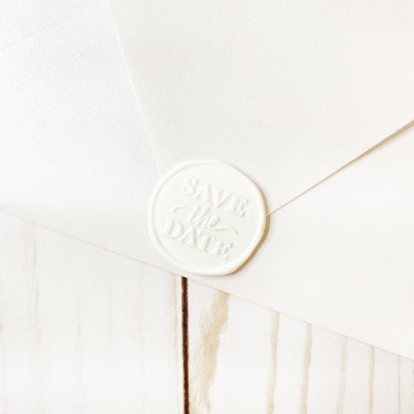 White Save the Date Wedding Wax Seal Sticker, Self Adhesive Wax Seals, Wedding Invitation Seals, Peel and Stick Wax Seal, DIY Envelope Seals