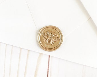 Champagne Gold Bee Wedding Wax Seal Sticker, Self Adhesive Wax Seal, Wedding Invitation Seals, Peel and Stick Wax Seal, Envelope Seals, DIY