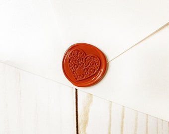 Terracotta Heart Wedding Wax Seal Sticker, Self Adhesive Wax Seal, DIY Wedding Invitation Wax Seal, Peel and Stick Wax Seal, Envelope Seals