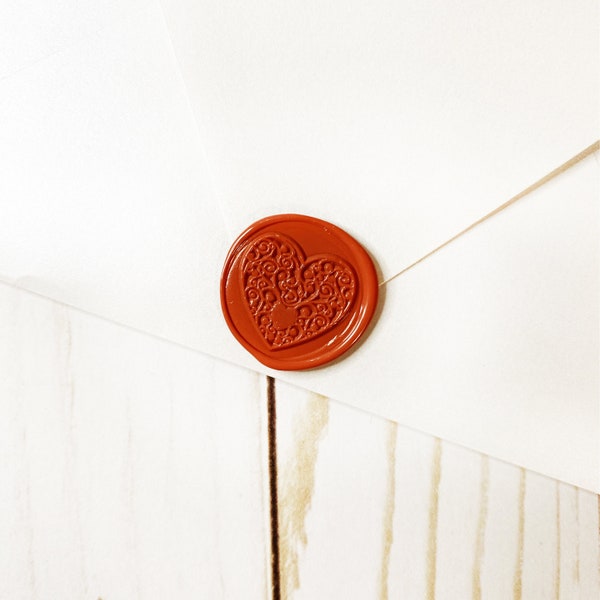 Terracotta Heart Wedding Wax Seal Sticker, Self Adhesive Wax Seal, DIY Wedding Invitation Wax Seal, Peel and Stick Wax Seal, Envelope Seals