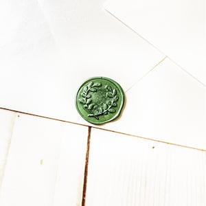 Pegatina de sello de cera de boda botánica de primavera verde, sellos de cera autoadhesivos, sellos de invitación de boda, sello de cera de cáscara y palo, sellos de sobres