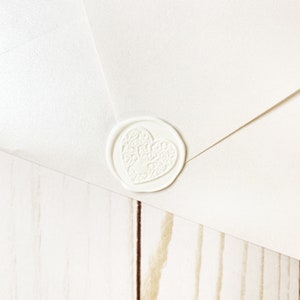 White Heart Wedding Wax Seal Sticker, Self Adhesive Wax Seals, Custom Wedding Invitation Seals, Peel and Stick Wax Seal, Envelope Seals