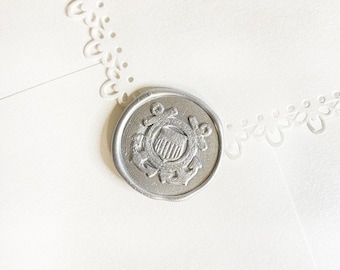 Silver US Coast Guard Wedding Wax Seal Sticker, Self Adhesive Wax Seals, Military Invitation Seals, Peel and Stick Wax Seal, Envelope Seals