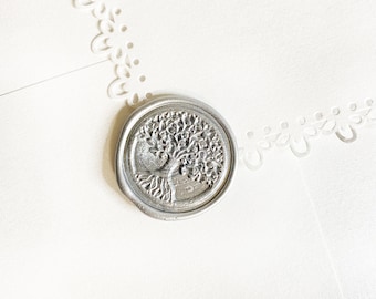 Silver Tree Wedding Wax Seal Sticker, Self Adhesive Wax Seals, DIY Wedding Invitation Seals, Custom Envelope Wax Seals, Wax Seal for Wedding