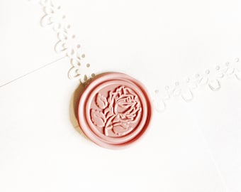 Dusty Pink Rose Wedding Wax Seal Sticker, Self Adhesive Wax Seals, Floral Wedding Invitation Seals, Peel and Stick Wax Seal, Envelope Seals