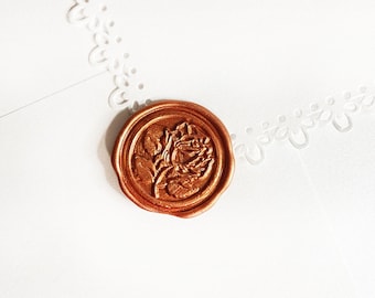 Copper Rose Wedding Wax Seal Sticker, Self Adhesive Wax Seals, DIY Wedding Invitation Seals, Peel and Stick Wax Seal, Floral Envelope Seals