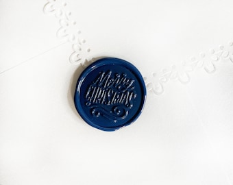 Navy Blue Merry Christmas Wax Seal Sticker, Self Adhesive Wax Seals, DIY Christmas Card Wax Seals, Peel and Stick Wax Seal, Envelope Seals