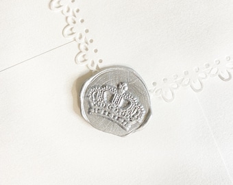 Silver Royal Crown Wedding Wax Seal Sticker, Self Adhesive Wax Seals, DIY Wedding Invitation Seals, Peel and Stick Wax Seal, Envelope Seals