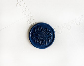 Navy Blue Sunflower Wedding Wax Seal Sticker, Self Adhesive Wax Seals, DIY Wedding Invitation Seals, Peel and Stick Wax Seal, Envelope Seal