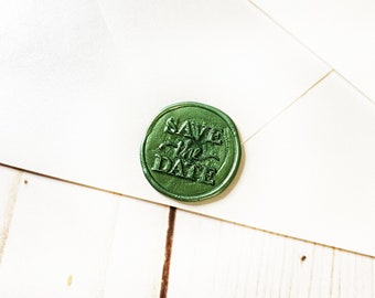 Green Save the Date Wedding Wax Seal Sticker, Self Adhesive Wax Seals, SDT Wedding Invitation Seals, Peel and Stick Wax Seal, Envelope Seals