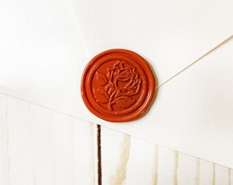 Terracotta Rose Wedding Wax Seal Sticker, Self Adhesive Wax Seal, Wedding Invitation Wax Seal, Peel and Stick Wax Seal, Envelope Seals, DIY