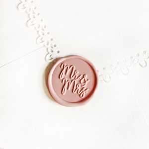 Dusty Pink Mr and Mrs Wedding Wax Seal Sticker, Self Adhesive Wax Seals, DIY Wedding Invitation Seals, Peel & Stick Wax Seal, Envelope Seal
