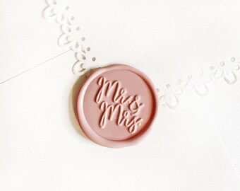 Dusty Pink Mr and Mrs Wedding Wax Seal Sticker, Self Adhesive Wax Seals, DIY Wedding Invitation Seals, Peel & Stick Wax Seal, Envelope Seal