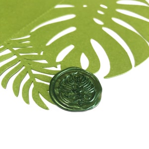 Monstera Leaf Wedding Wax Seal Sticker, Self Adhesive Wax Seals, Tropical Wedding Invitation Seals, Peel and Stick Wax Seal, Envelope Seals