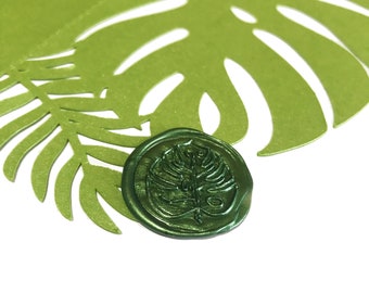 Monstera Leaf Wedding Wax Seal Sticker, Self Adhesive Wax Seals, Tropical Wedding Invitation Seals, Peel and Stick Wax Seal, Envelope Seals