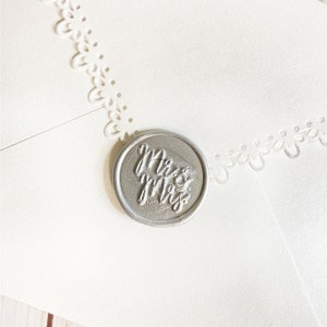 Silver Mr and Mrs Wedding Wax Seal Sticker, Self Adhesive Wax Seals, DIY Wedding Invitation Seals, Peel and Stick Wax Seal, Envelope Seals