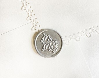 Silver Mr and Mrs Wedding Wax Seal Sticker, Self Adhesive Wax Seals, DIY Wedding Invitation Seals, Peel and Stick Wax Seal, Envelope Seals