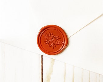 Terracotta Bee Wedding Wax Seal Sticker, Self Adhesive Wax Seals, DIY Wedding Invitation Wax Seals, Peel and Stick Wax Seal, Envelope Seals