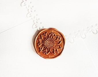 Copper Sunflower Wedding Wax Seal Sticker, Self Adhesive Wax Seals, DIY Wedding Invitation Seals, Peel and Stick Wax Seal, Envelope Seals