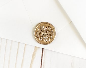 Champagne Gold Sunflower Wedding Wax Seal Sticker, Self Adhesive Envelope Wax Seal, Wedding Invitation Seal, Peel and Stick Wax Seal, DIY