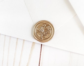 Champagne Gold Rose Wedding Wax Seal Sticker, Self Adhesive Envelope Wax Seal, Wedding Invitation Seal, Peel and Stick Wax Seal, Flower Seal