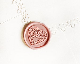 Dusty Pink Heart Wedding Wax Seal Sticker, Self Adhesive Wax Seals, Wedding Invitation Seals, Peel and Stick Wax Seal, Love Envelope Seals