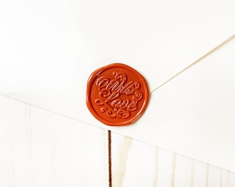 Terracotta With Love Wedding Wax Seal Sticker, Self Adhesive Wax Seal, DIY Wedding Invitation Wax Seal, Peel and Stick Envelope Wax Seal