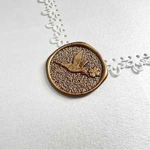 Gold Hummingbird Self Adhesive Wax Seals Stickers, Custom Envelope Wax Seal Stickers,  Wedding Invitation Wax Seals, Bird Wax Seal Stickers