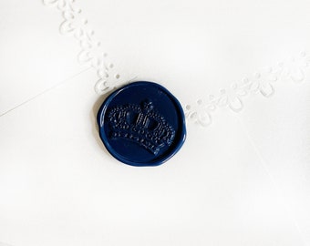 Navy Blue Royal Crown Wedding Wax Seal Sticker, Self Adhesive Wax Seals, Wedding Invitation Seals, Peel and Stick Wax Seal, Envelope Seals