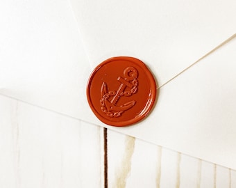 Terracotta US Navy Military Wedding Invitation Wax Seal Sticker, Self Adhesive Wax Seal, Peel & Stick Wax Seal Sticker, DIY Envelope Seals