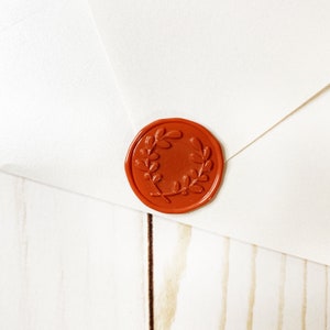 Terracotta Botanical Spring Wedding Wax Seal Sticker, Self Adhesive Wax Seal, Wedding Invitation Wax Seal, Peel and Stick Envelope Wax Seal