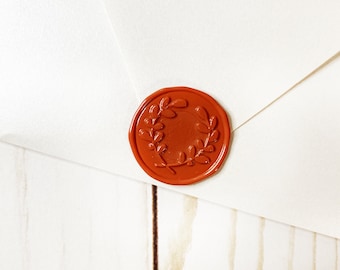 Terracotta Botanical Spring Wedding Wax Seal Sticker, Self Adhesive Wax Seal, Wedding Invitation Wax Seal, Peel and Stick Envelope Wax Seal